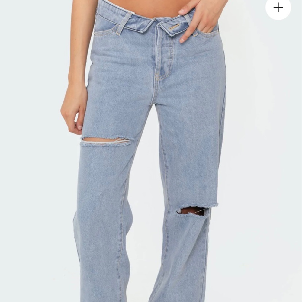 Edikted light blue boyfriend jeans, Size small